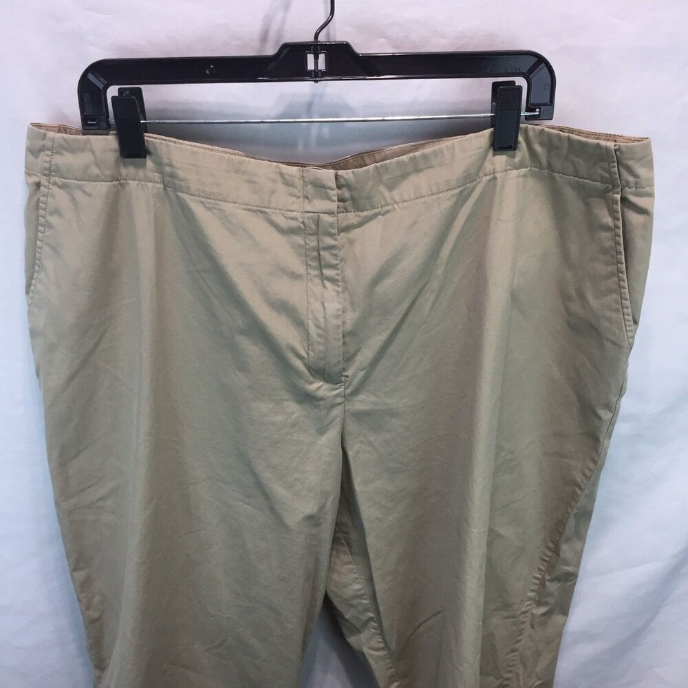 Womens J Jill Khaki Green 100% Cotton Wide Leg Boho Casual Pants 20T Tall T11